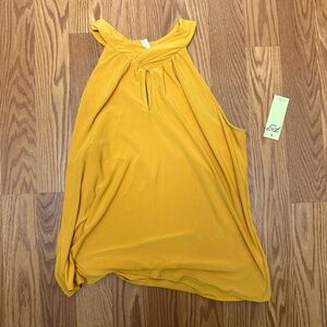 PerSeption Concept Mustard Yellow Keyhole Halter Tank NWT